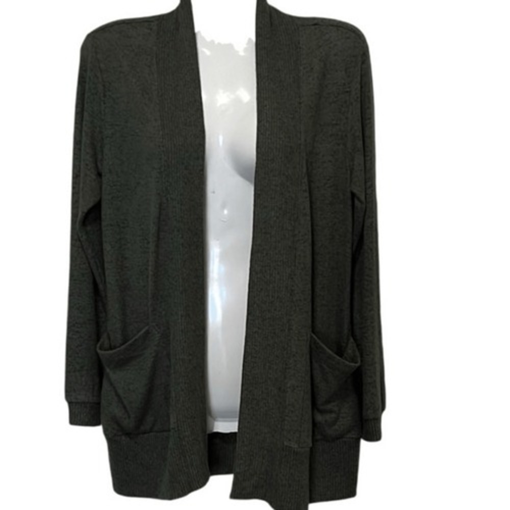 Bobeau Womens Open-Front Cardigan PXS Green Super Soft Closet Staple Hippie